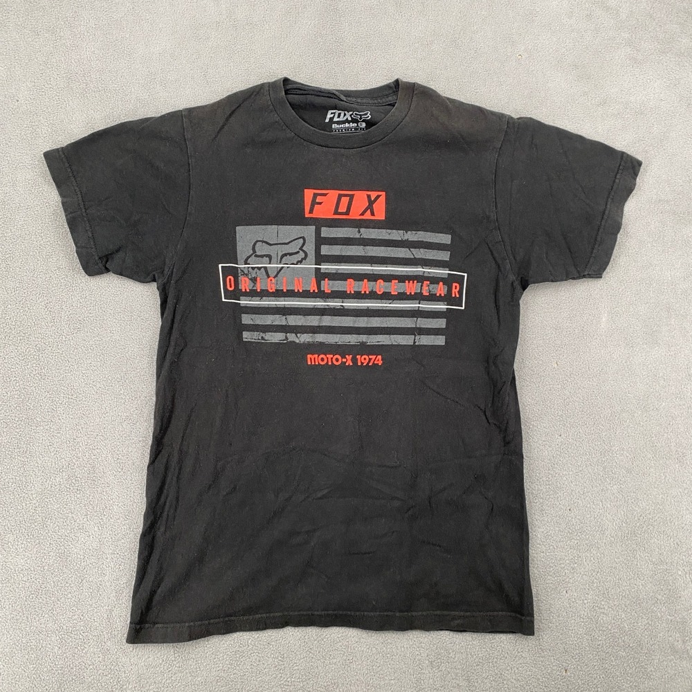Fox Racing Buckle B Premium Fit Black Graphic T-Shirt Mens Small Moto-X 1974